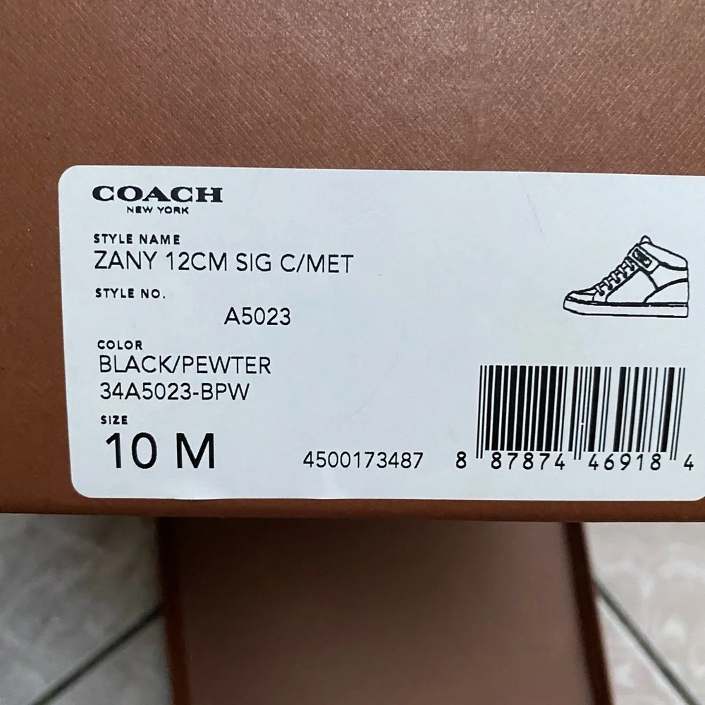 Coach Black Signature High-Top Sneakers with Logo Print